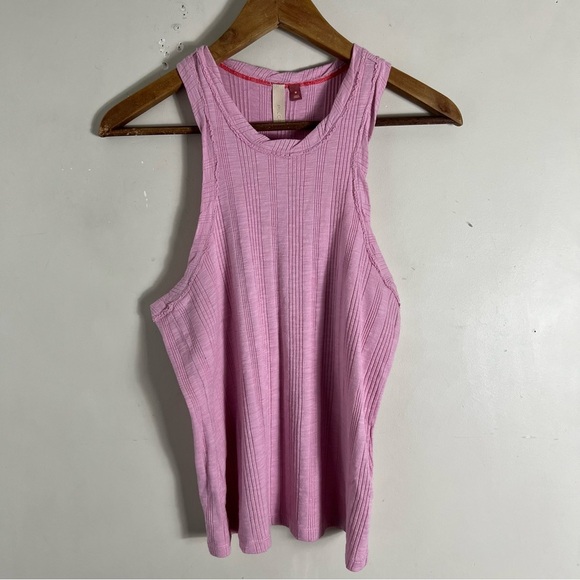 Anthropologie Pilcro Sustainable Ribbed Tank Top In Pink Size Medium Stretch - Picture 5 of 13
